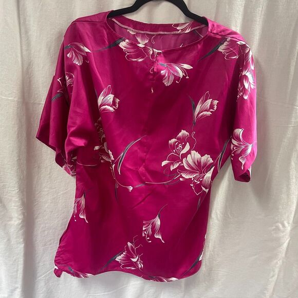 Vtg Nani Hawaiian Womens Shirt Purple Floral Smock Small - Picture 4 of 7